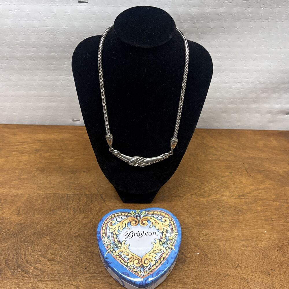 Brighton Silver Tone Love Knot Bar Necklace With Box